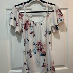 White Floral Off the Shoulder Blouse